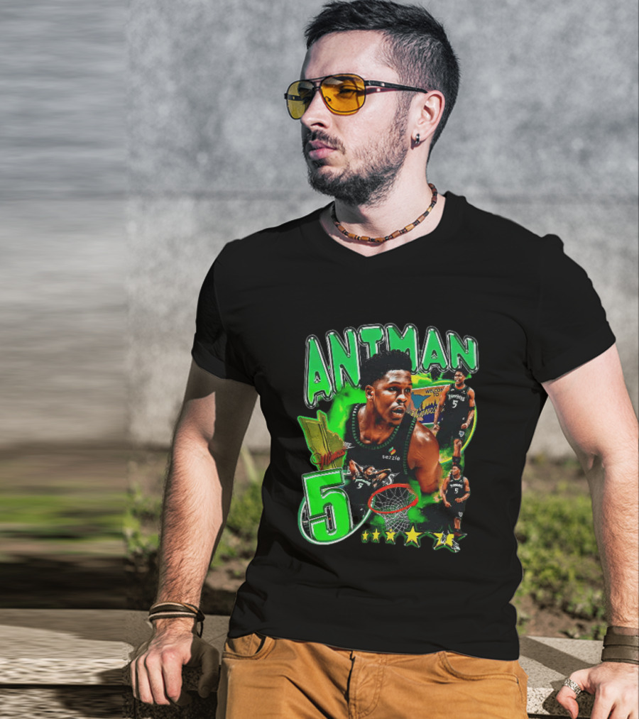 ANITMAN 5 Anthony Edwards Minnesota Timberwolves Welcome To Minnesota T-Shirt