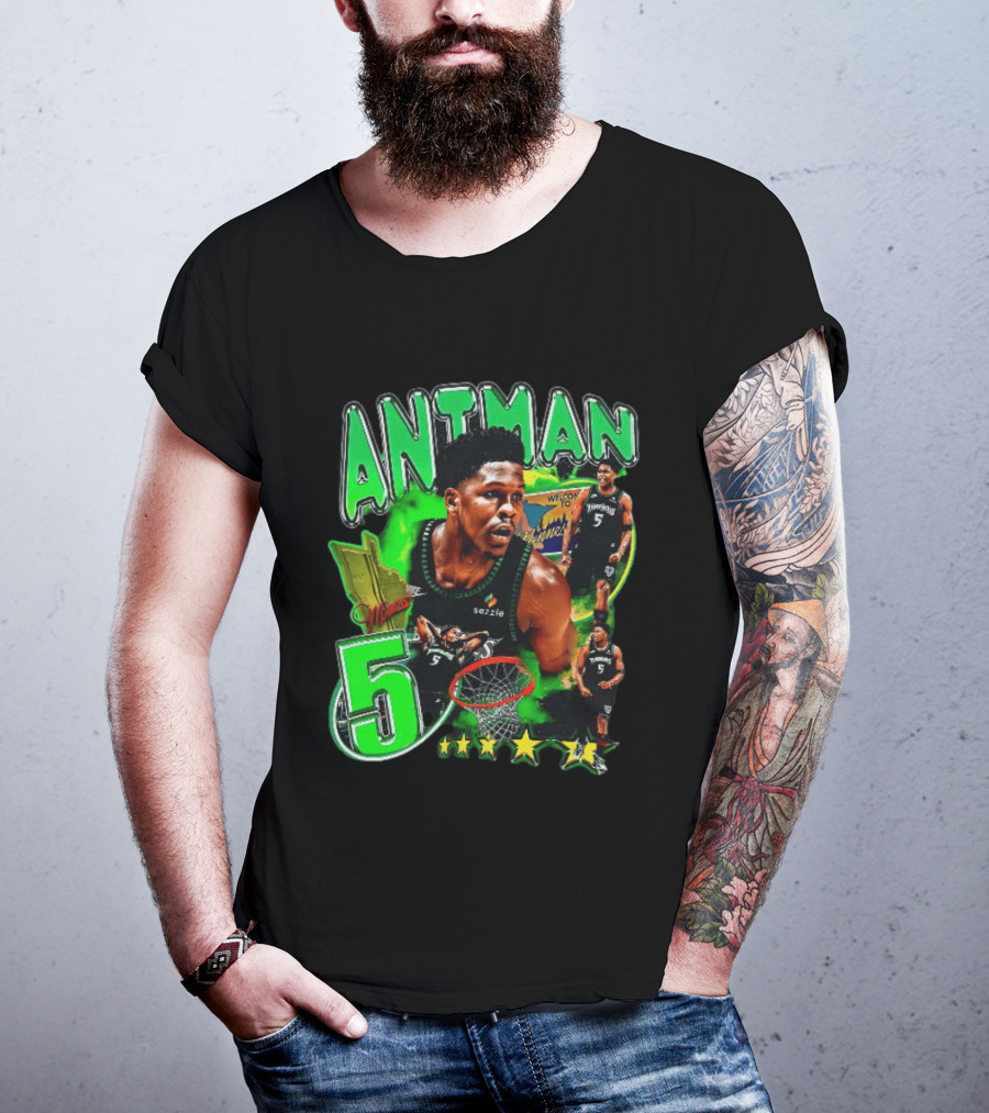 ANITMAN 5 Anthony Edwards Minnesota Timberwolves Welcome To Minnesota T-Shirt