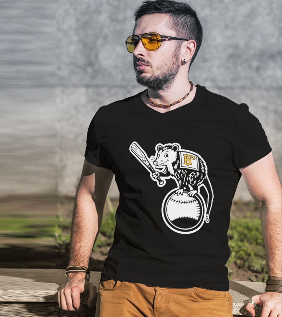 B's Baseball Opossum Batting On Ball T-Shirt