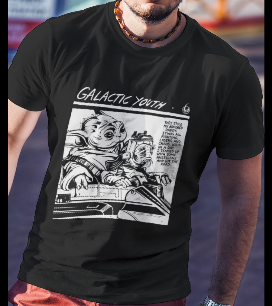 Grogu And Babu Frik Star Wars Galactic Youth They Stole My Armored Daddy T-Shirt