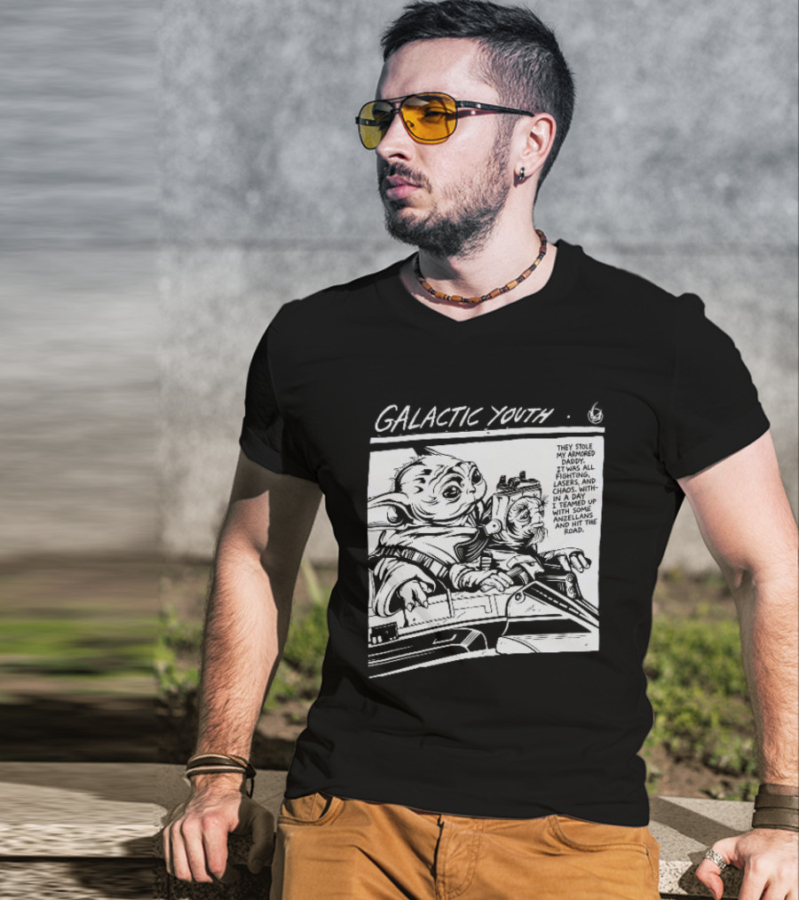 Grogu And Babu Frik Star Wars Galactic Youth They Stole My Armored Daddy T-Shirt