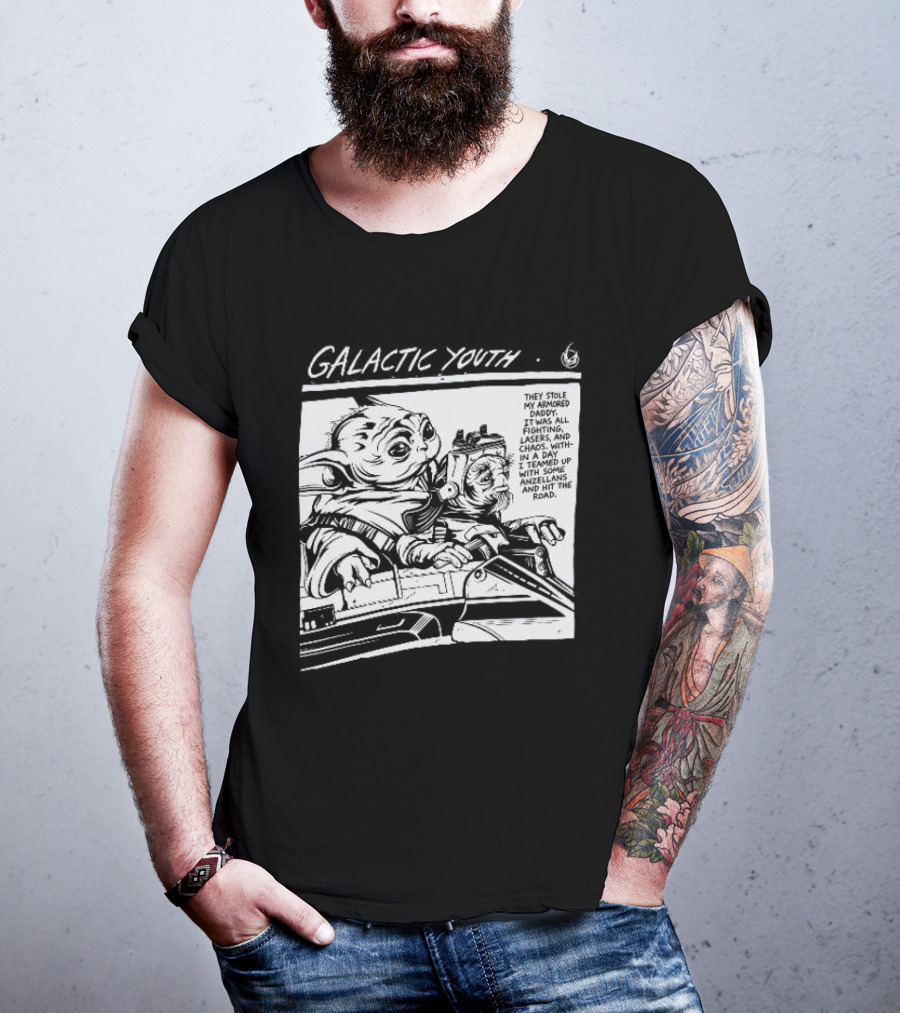 Grogu And Babu Frik Star Wars Galactic Youth They Stole My Armored Daddy T-Shirt