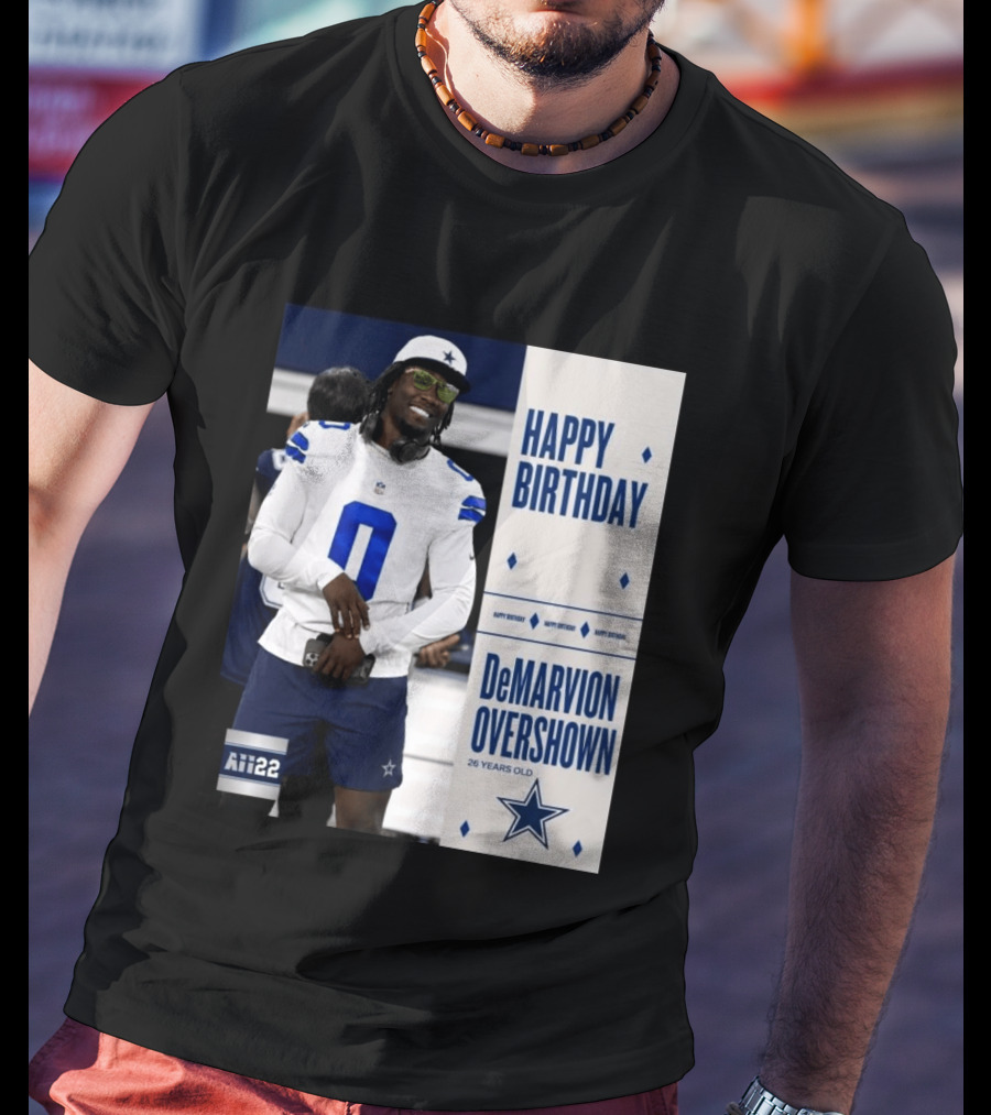 Happy Birthday DeMarvion Overshown 26 Years Old Dallas Cowboys Linebacker Celebration T-Shirt