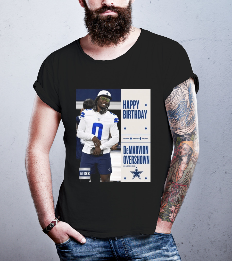 Happy Birthday DeMarvion Overshown 26 Years Old Dallas Cowboys Linebacker Celebration T-Shirt