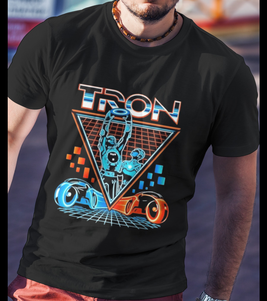 Tron Light Cycle Grid Sci Fi 80s Movie Characters And Iconic Vehicles T-Shirt