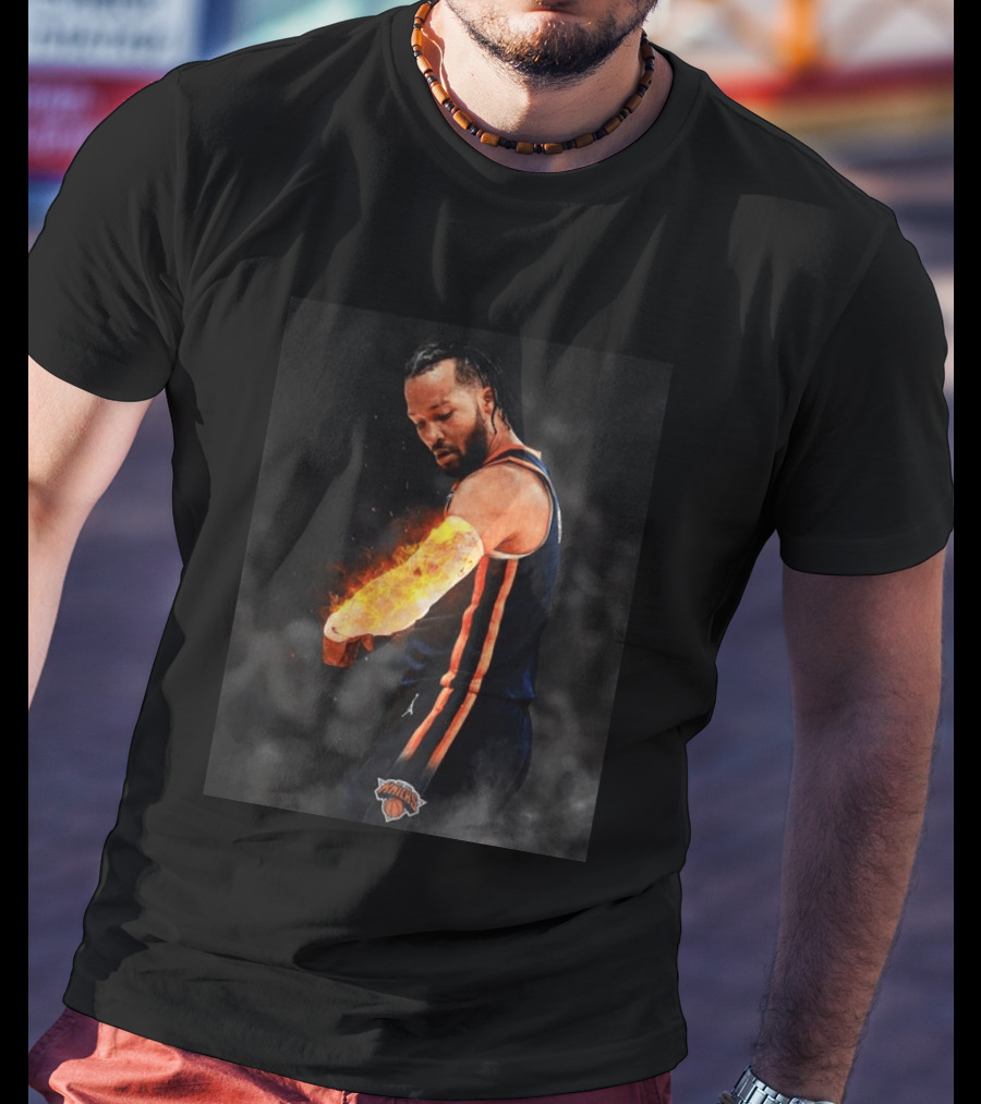 Happy International Lefthanders Day Jalen Brunson Knicks Player Flaming Arm T-Shirt