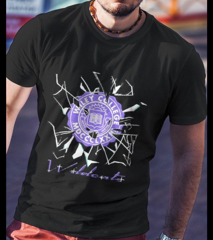Wiley College Wildcats Seal Shattered Glass MDCCCXLII T-Shirt