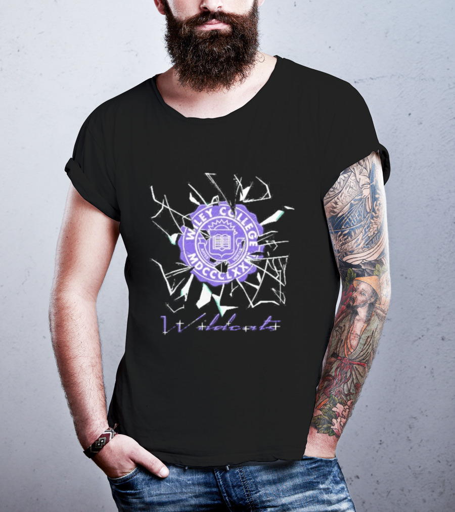 Wiley College Wildcats Seal Shattered Glass MDCCCXLII T-Shirt