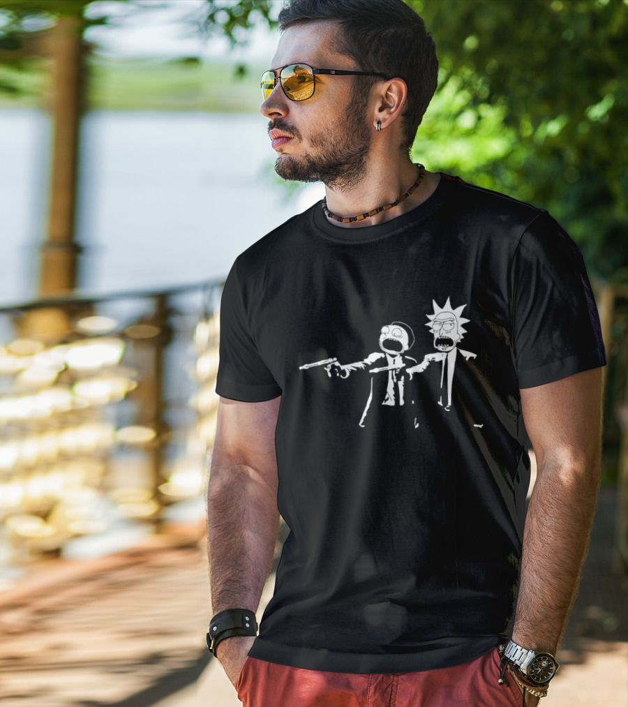 Rick And Morty Pulp Fiction Crossover Adult Swim T-Shirt