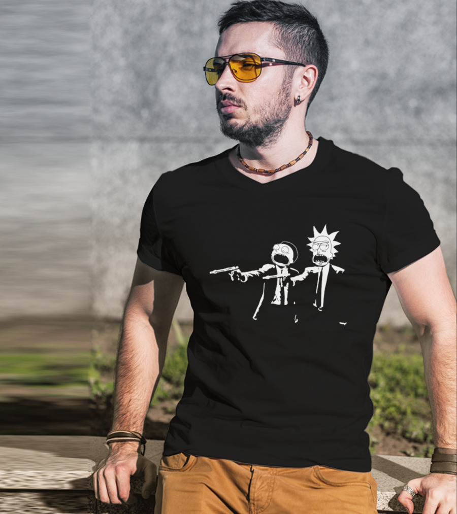 Rick And Morty Pulp Fiction Crossover Adult Swim T-Shirt