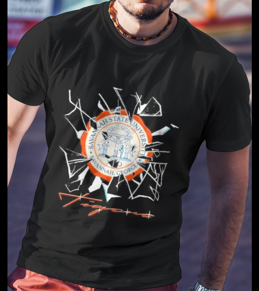 Savannah State University Seal Tigers Shattered Glass T-Shirt