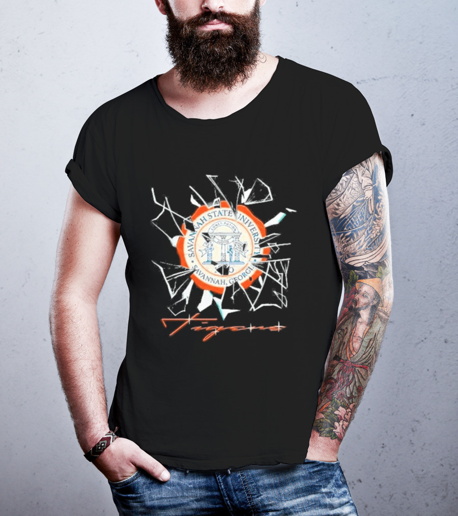 Savannah State University Seal Tigers Shattered Glass T-Shirt