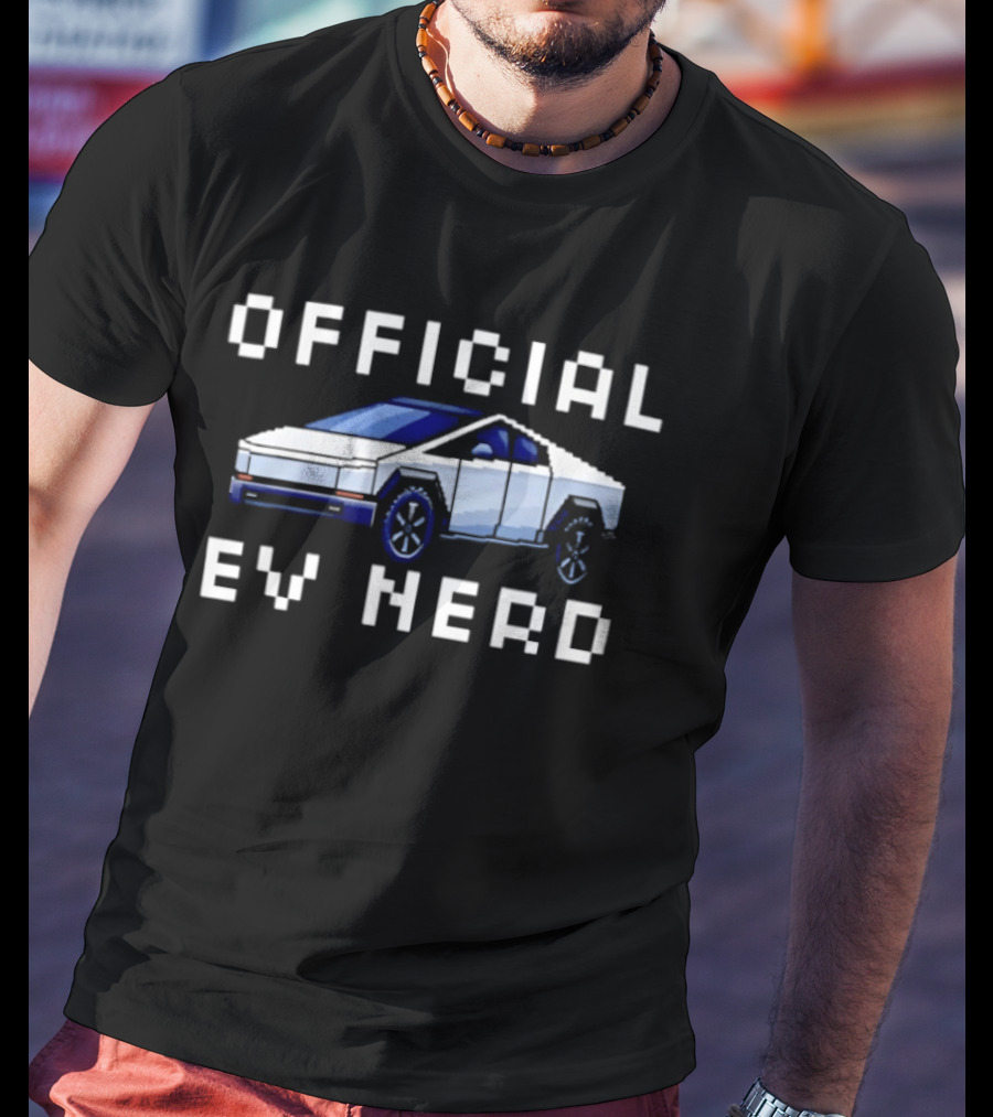 Official Ev Nerd Cybertruck Pixel Tesla T-Shirt