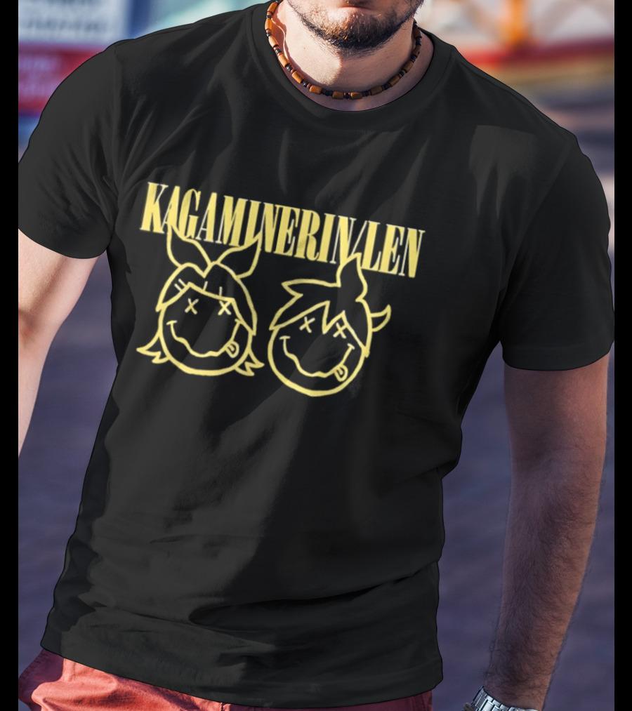 Kagamine Rin Len Smiley Face Vocaloid Icons Yellow T-Shirt