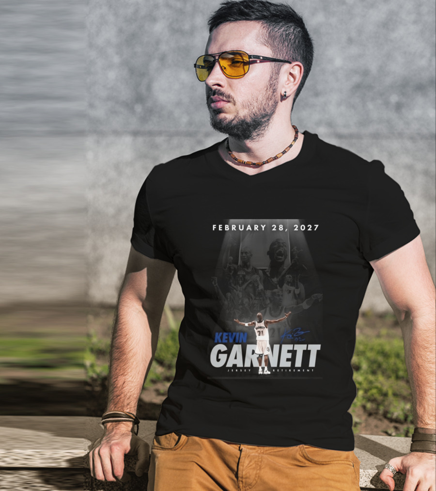 Kevin Garnett February 28 2027 Jersey Retirement T-Shirt