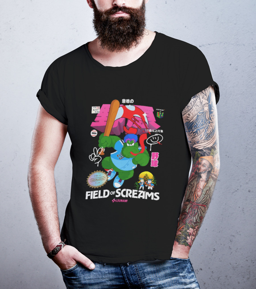 Field Of Screams Baseball 2026 Nintenlou Seal Lounami 17 T-Shirt