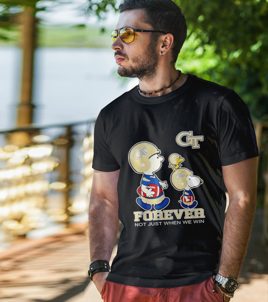 Snoopy Woodstock Charlie Brown Georgia Tech Yellow Jackets Forever Not Just When We Win T-Shirt