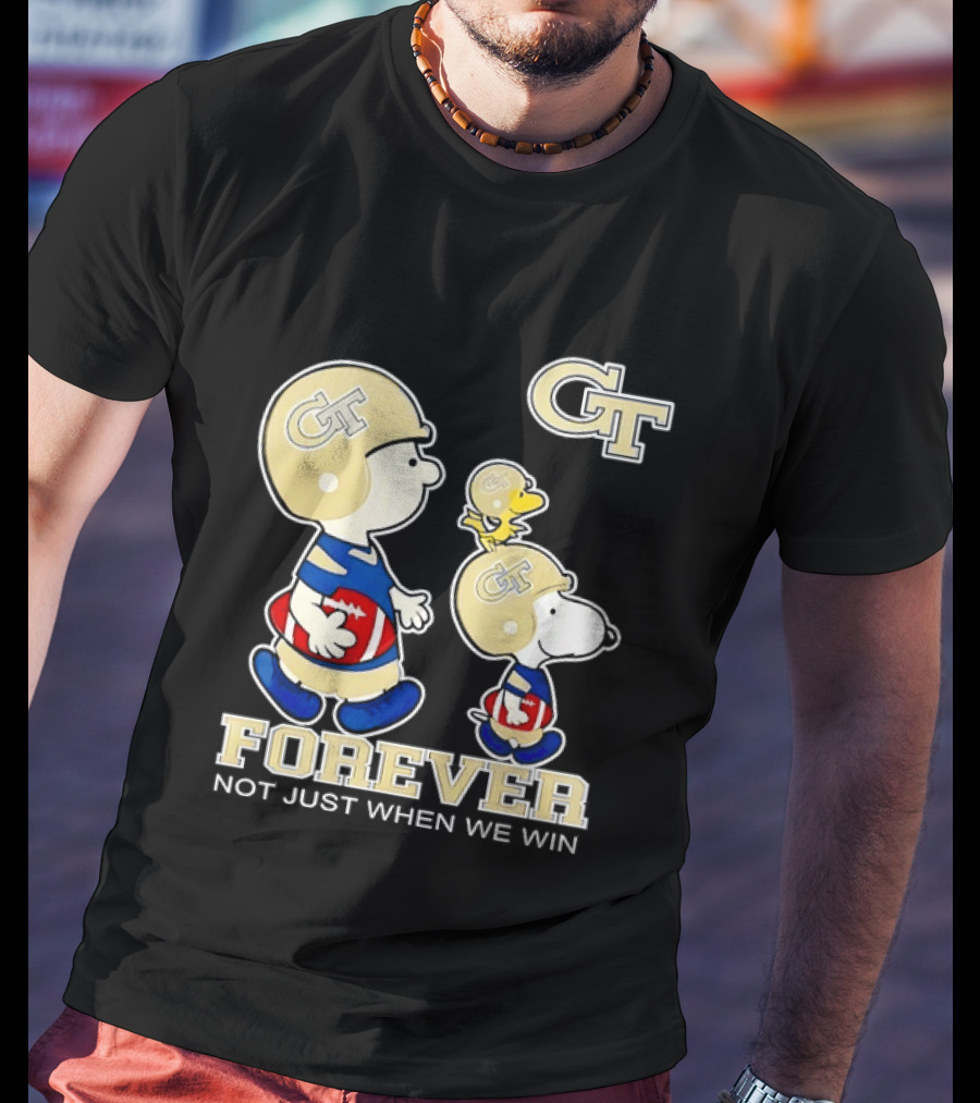Snoopy Woodstock Charlie Brown Georgia Tech Yellow Jackets Forever Not Just When We Win T-Shirt