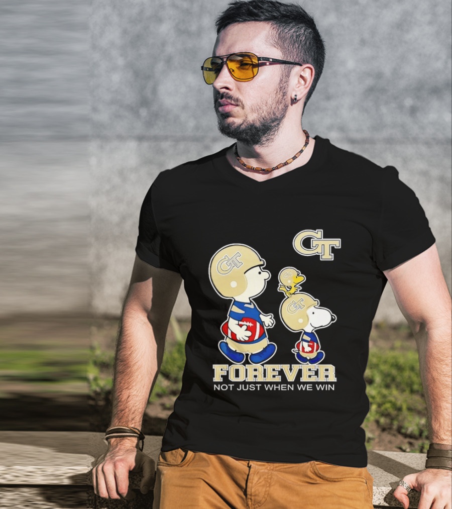 Snoopy Woodstock Charlie Brown Georgia Tech Yellow Jackets Forever Not Just When We Win T-Shirt