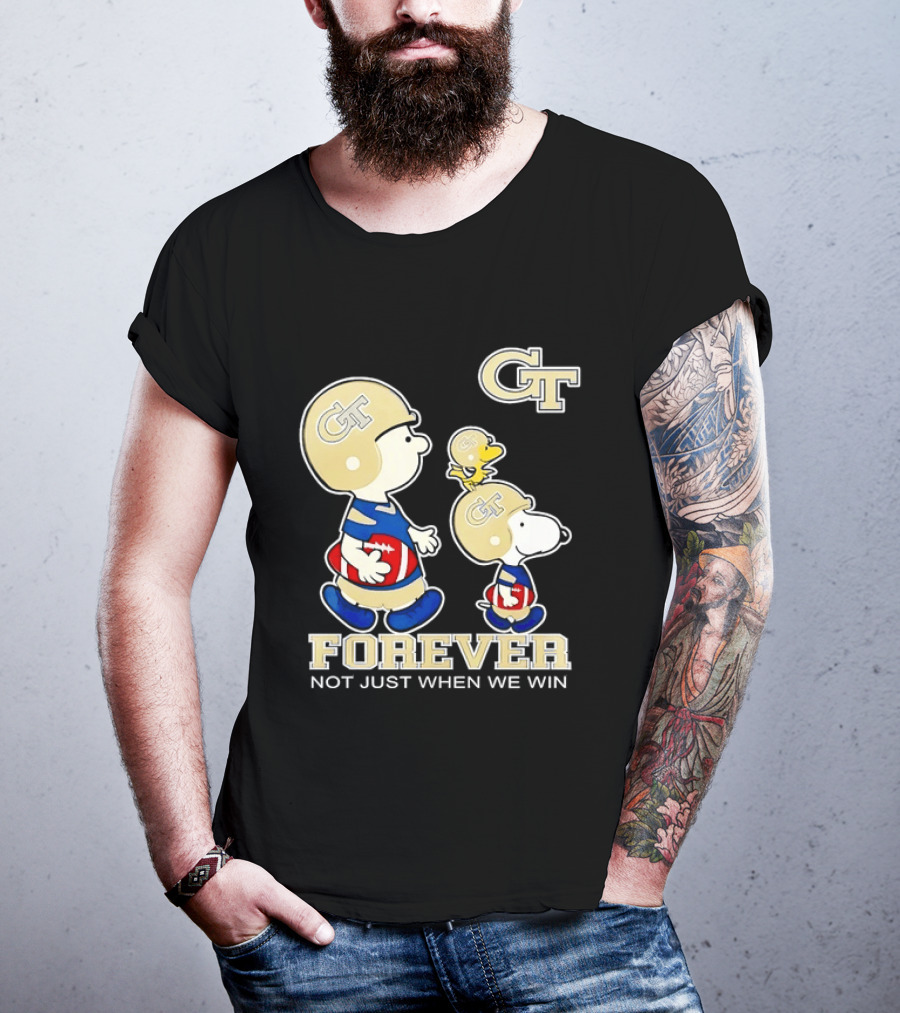 Snoopy Woodstock Charlie Brown Georgia Tech Yellow Jackets Forever Not Just When We Win T-Shirt