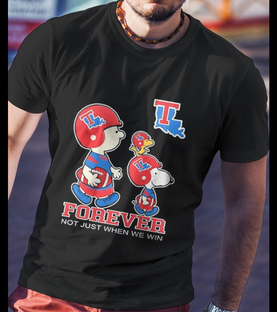 Charlie Brown Snoopy Woodstock Louisiana Tech Bulldogs Forever Not Just When We Win T-Shirt