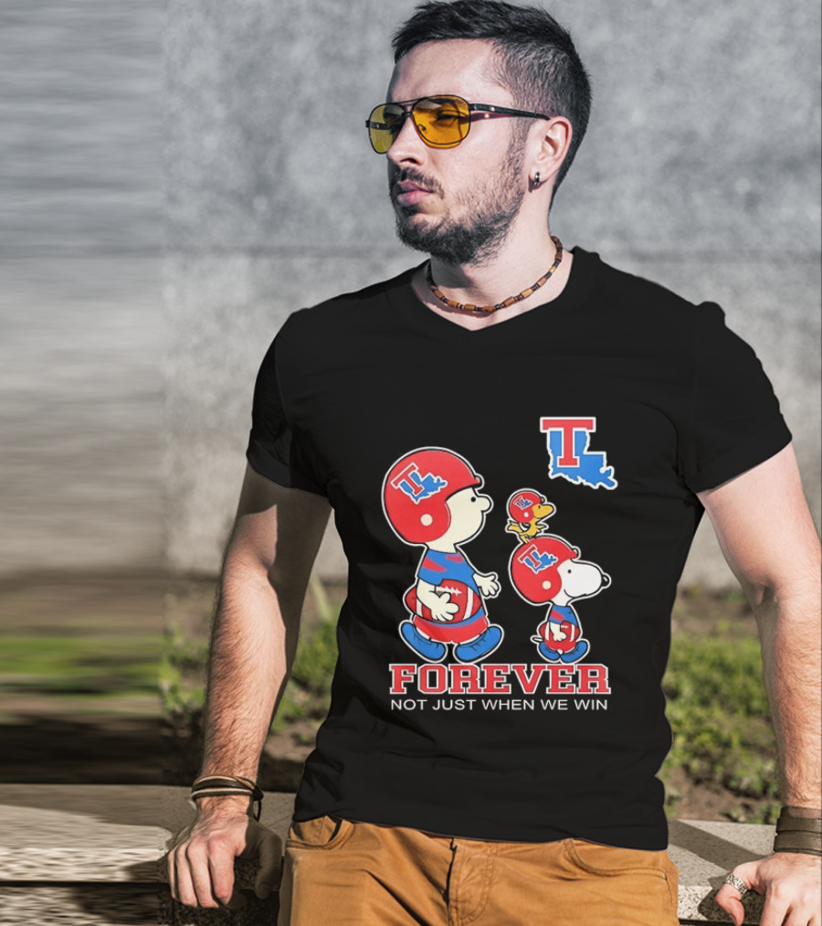 Charlie Brown Snoopy Woodstock Louisiana Tech Bulldogs Forever Not Just When We Win T-Shirt