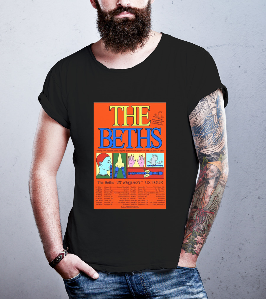 The Beths By Request US Tour 2026 Final Shows With Hands And Musical Notes T-Shirt