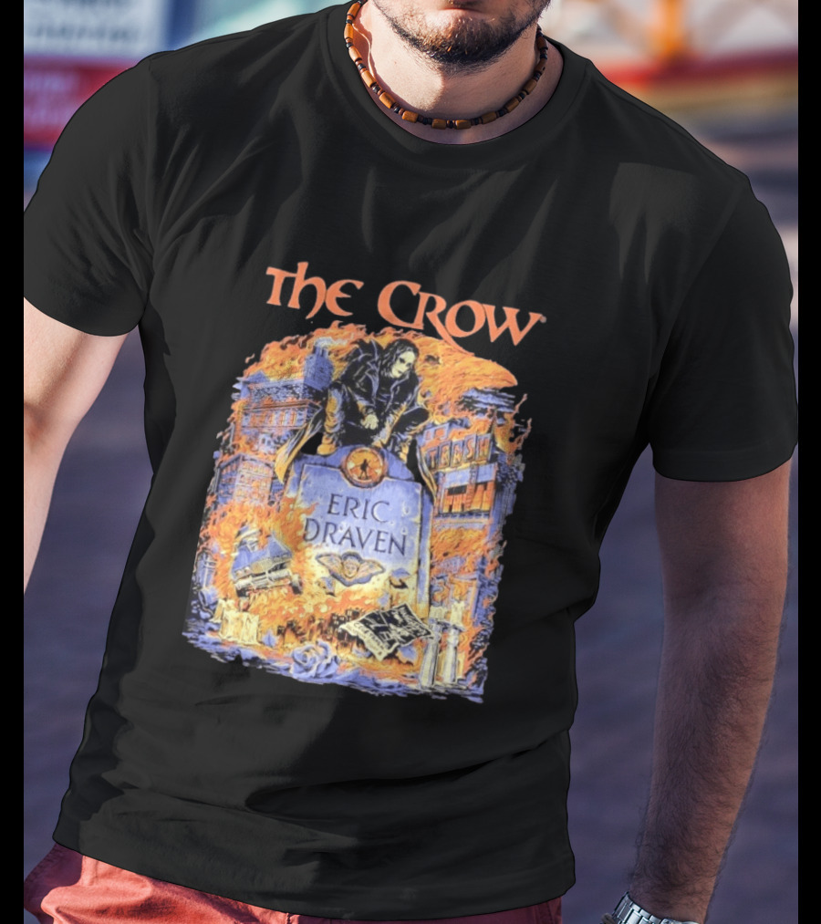 The Crow Eric Draven Devil's Night Trash City Buildings Flames T-Shirt