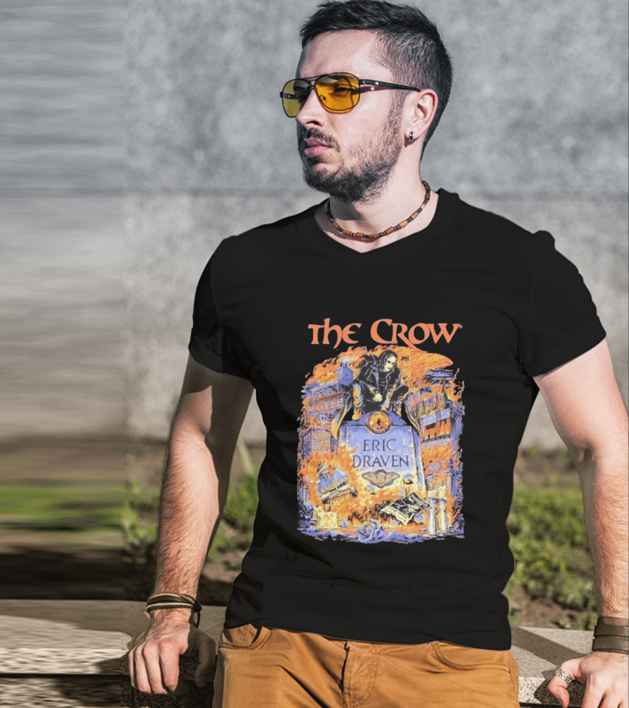 The Crow Eric Draven Devil's Night Trash City Buildings Flames T-Shirt