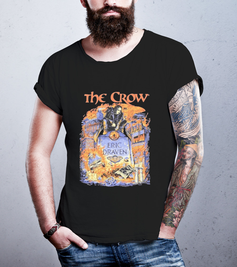 The Crow Eric Draven Devil's Night Trash City Buildings Flames T-Shirt