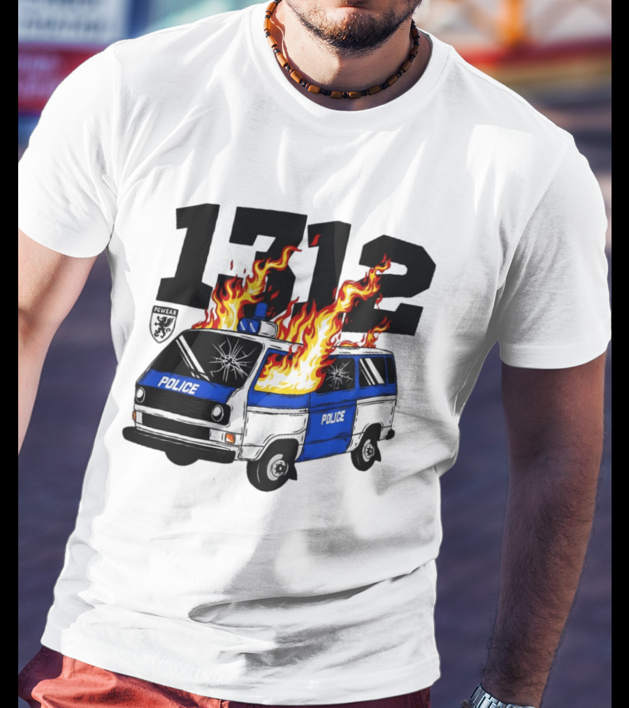 1312 Burning Police Van PGwear Anti Police T-Shirt