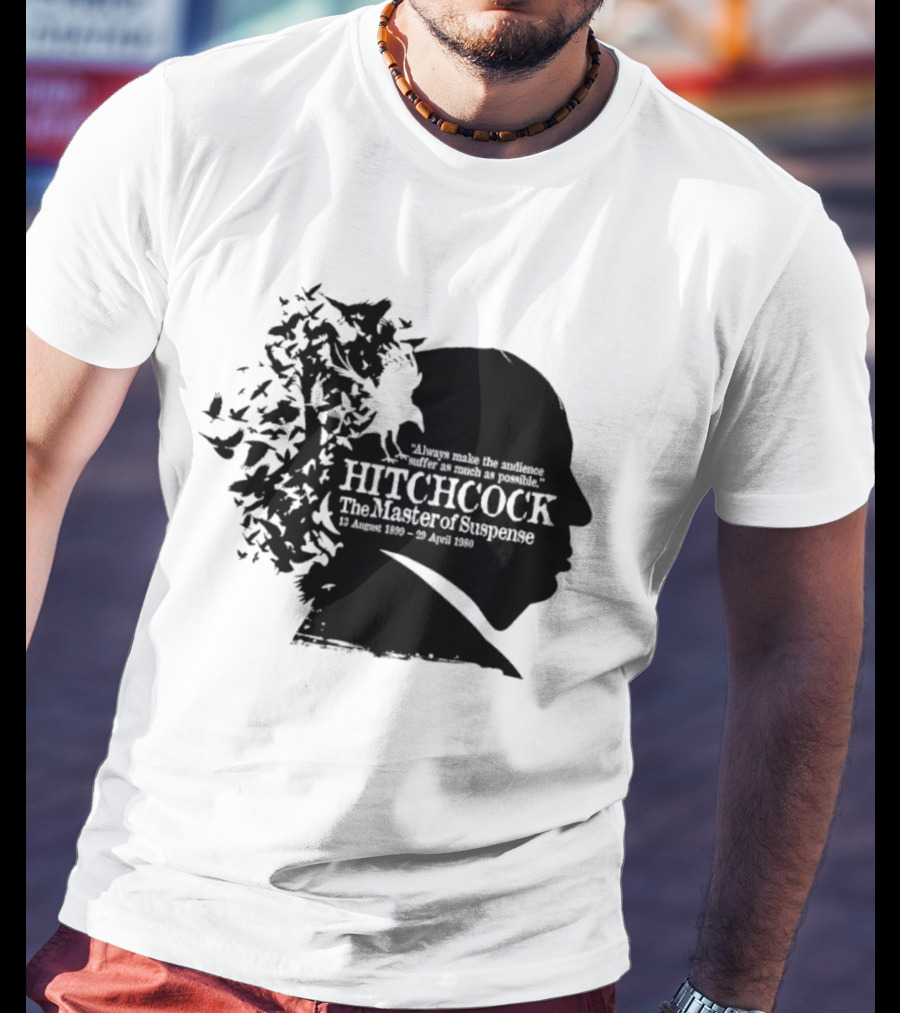 Alfred Hitchcock The Master Of Suspense Silhouette Birds 1899 1980 T-Shirt