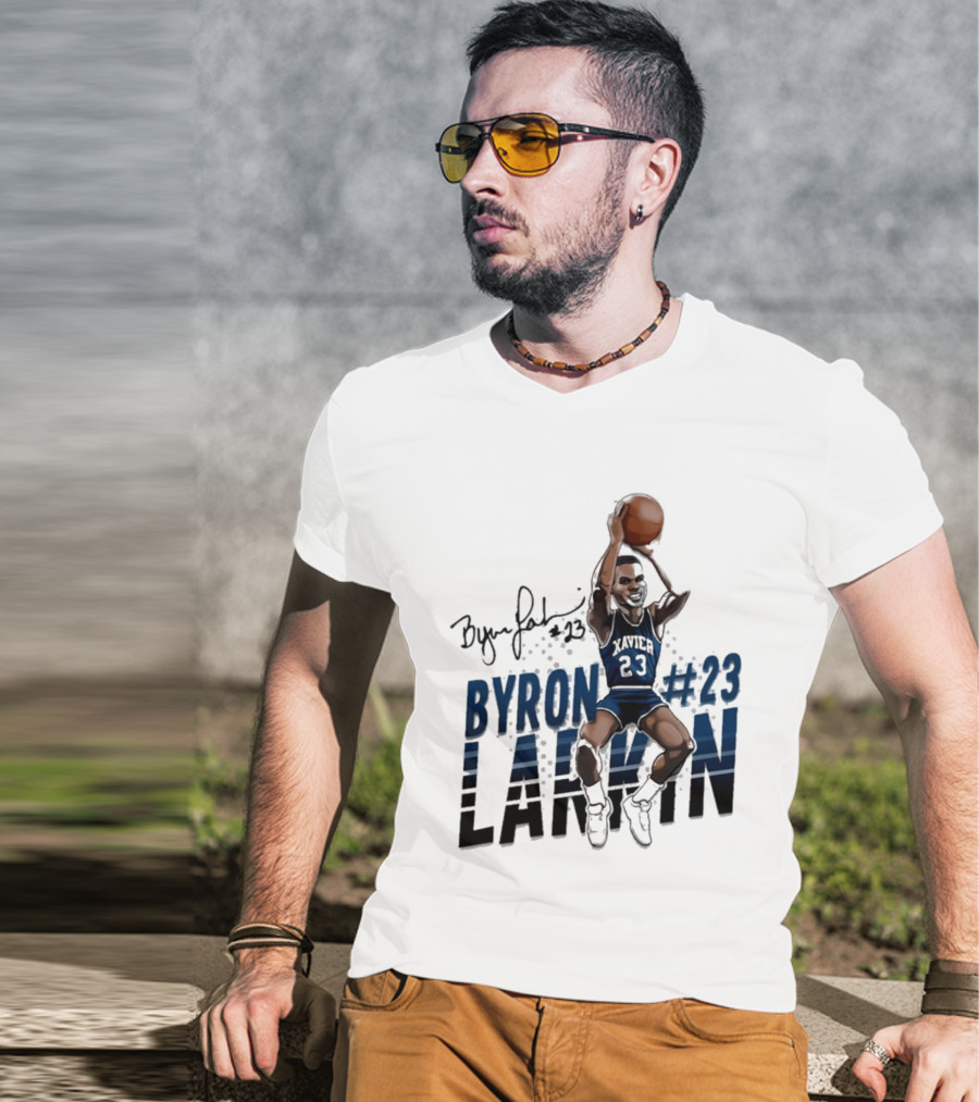 Byron Larkin #23 Xavier Basketball Hall Of Heroes T-Shirt