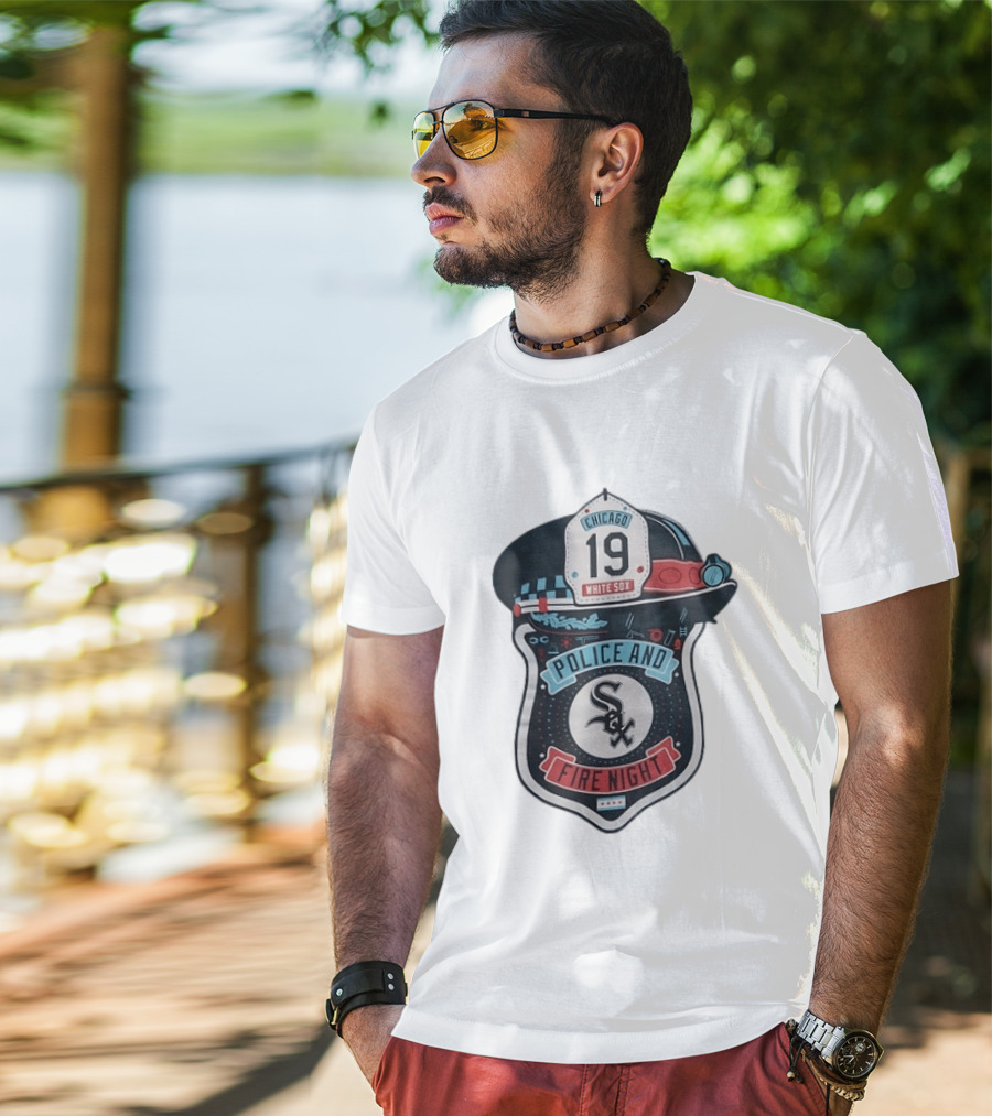 Chicago White Sox Police And Fire Night 19 Badge Hat Sox T-Shirt