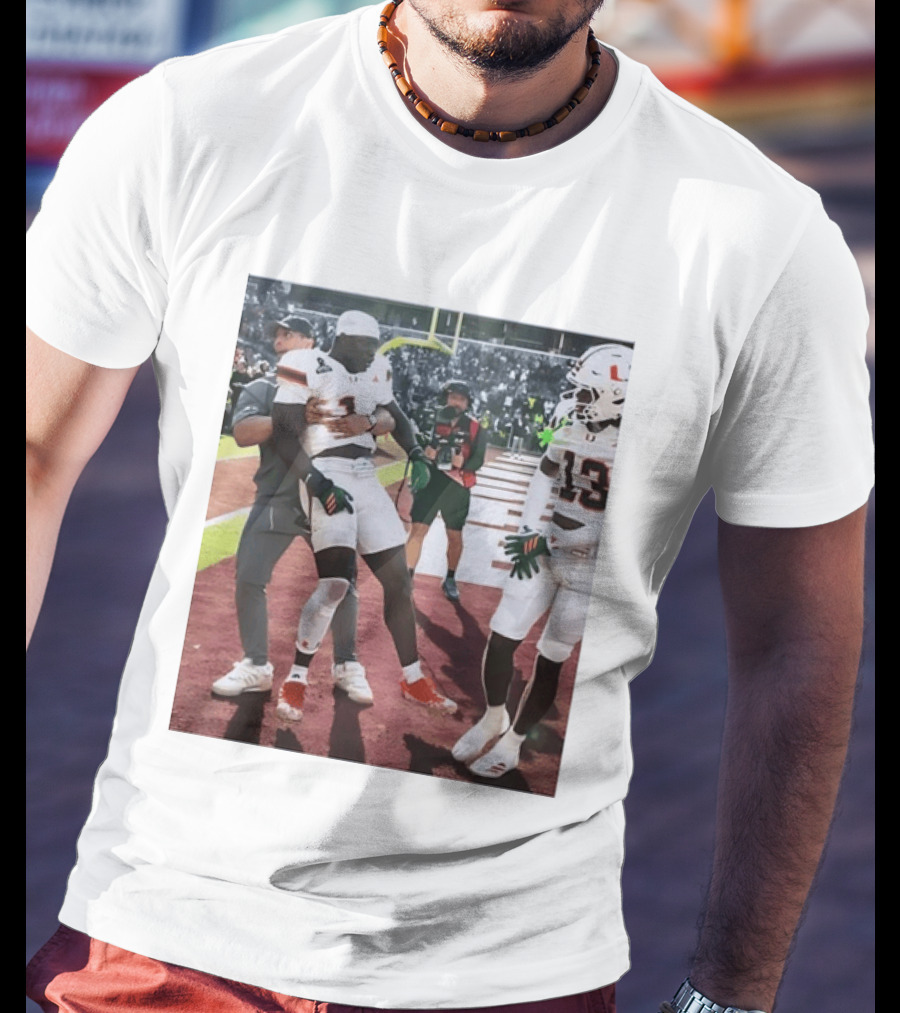 Miami Hurricanes Football Players Number 1 And 13 Celebration On Field T-Shirt