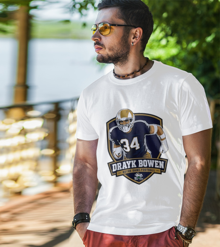 Drayk Bowen Notre Dame Football 34 Fighting Irish NCAA T-Shirt