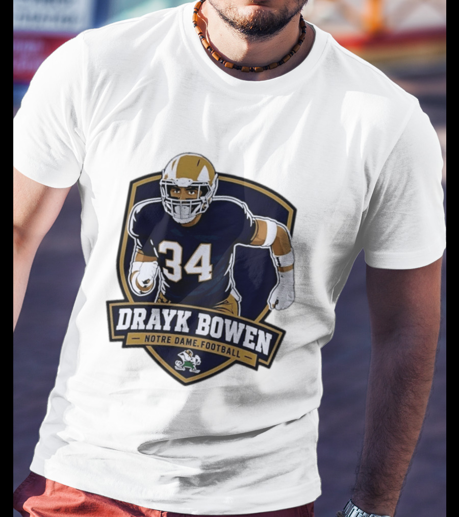 Drayk Bowen Notre Dame Football 34 Fighting Irish NCAA T-Shirt