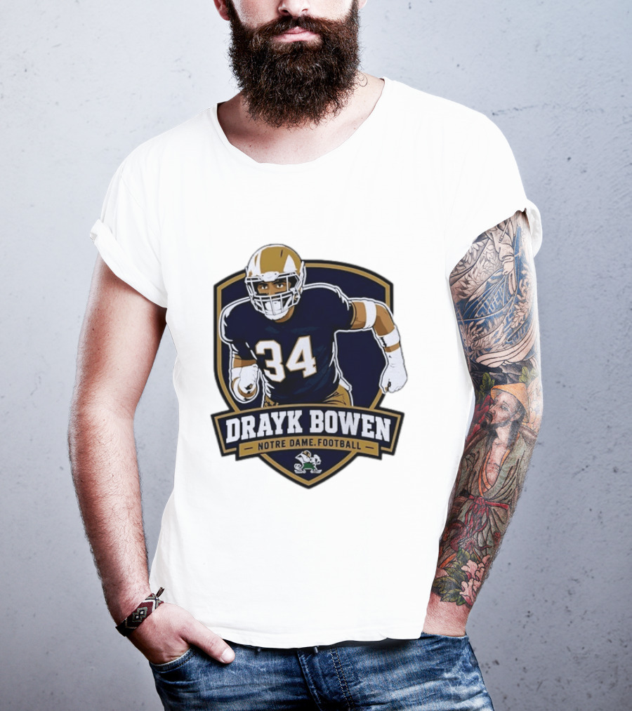 Drayk Bowen Notre Dame Football 34 Fighting Irish NCAA T-Shirt