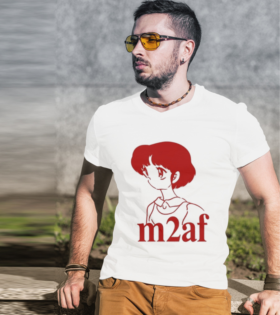 Nick M2af Ranma Anime Profile Red Sketch T-Shirt