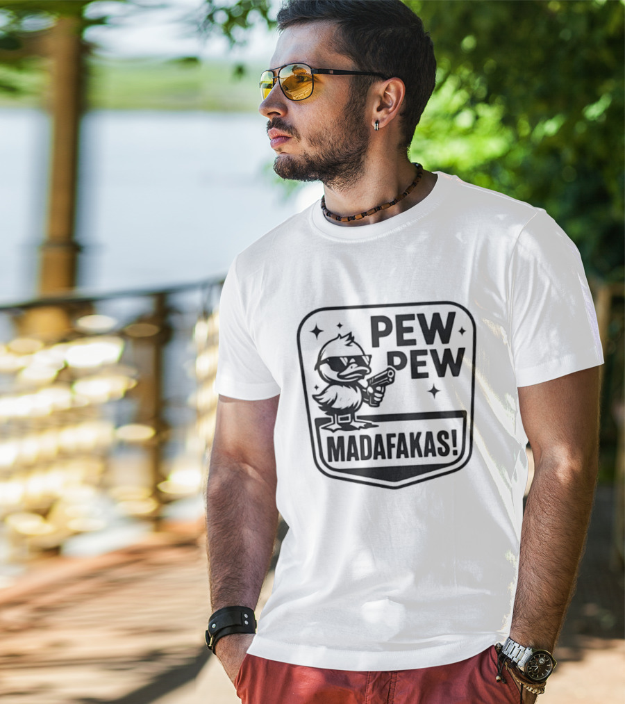 Pew Pew Madafakas Duck With Sunglasses T-Shirt