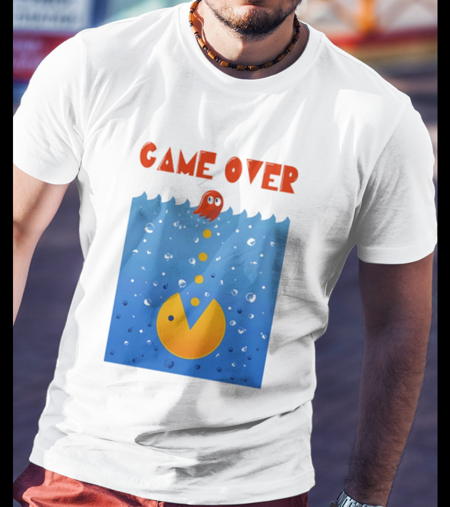 Pac Man Game Over Underwater Ghost Retro Gaming T-Shirt