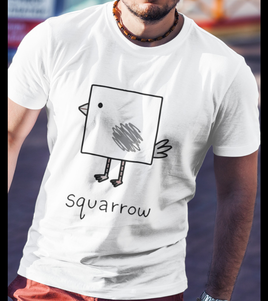 Squarrow Square Bird Doodle Animal Sketch T-Shirt
