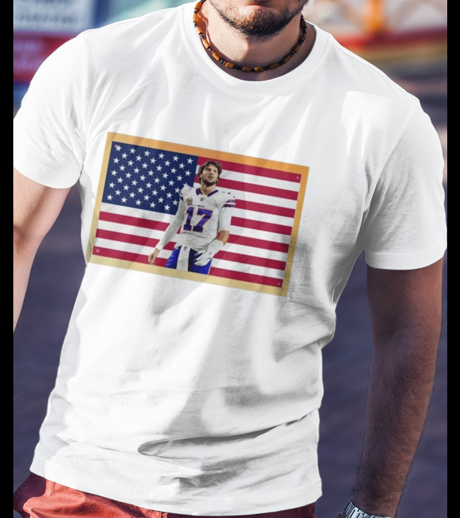 Josh Allen Buffalo Bills American Flag Football Star 17 T-Shirt