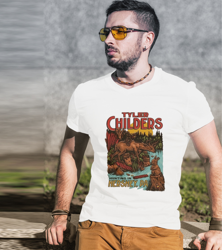 Tyler Childers Hunting In Hershey PA Deer And Rabbit Scene T-Shirt