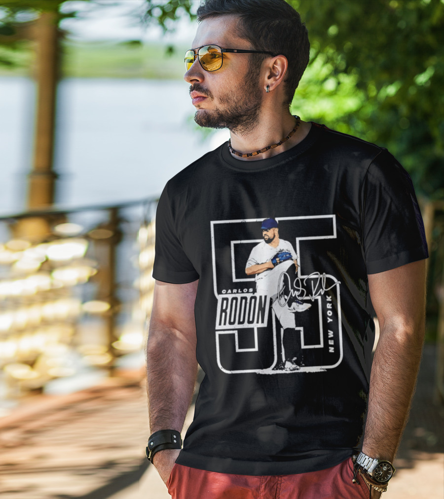 Carlos Rodon 55 New York Yankees Pitcher Signature Distressed T-Shirt