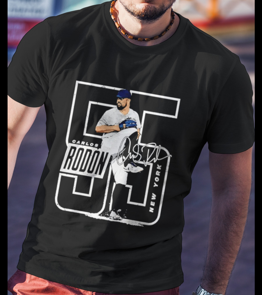 Carlos Rodon 55 New York Yankees Pitcher Signature Distressed T-Shirt