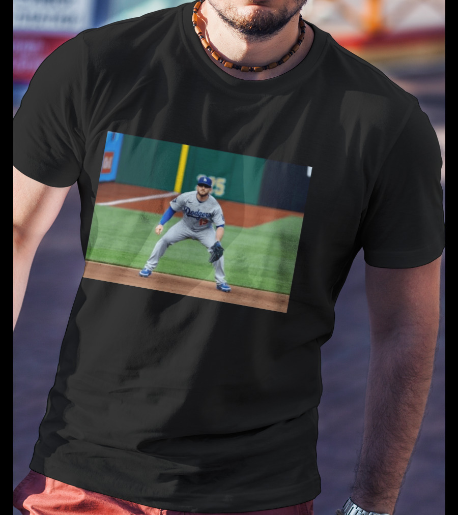 Los Angeles Dodgers Max Muncy Jersey Number 13 Third Baseman Action Shot T-Shirt