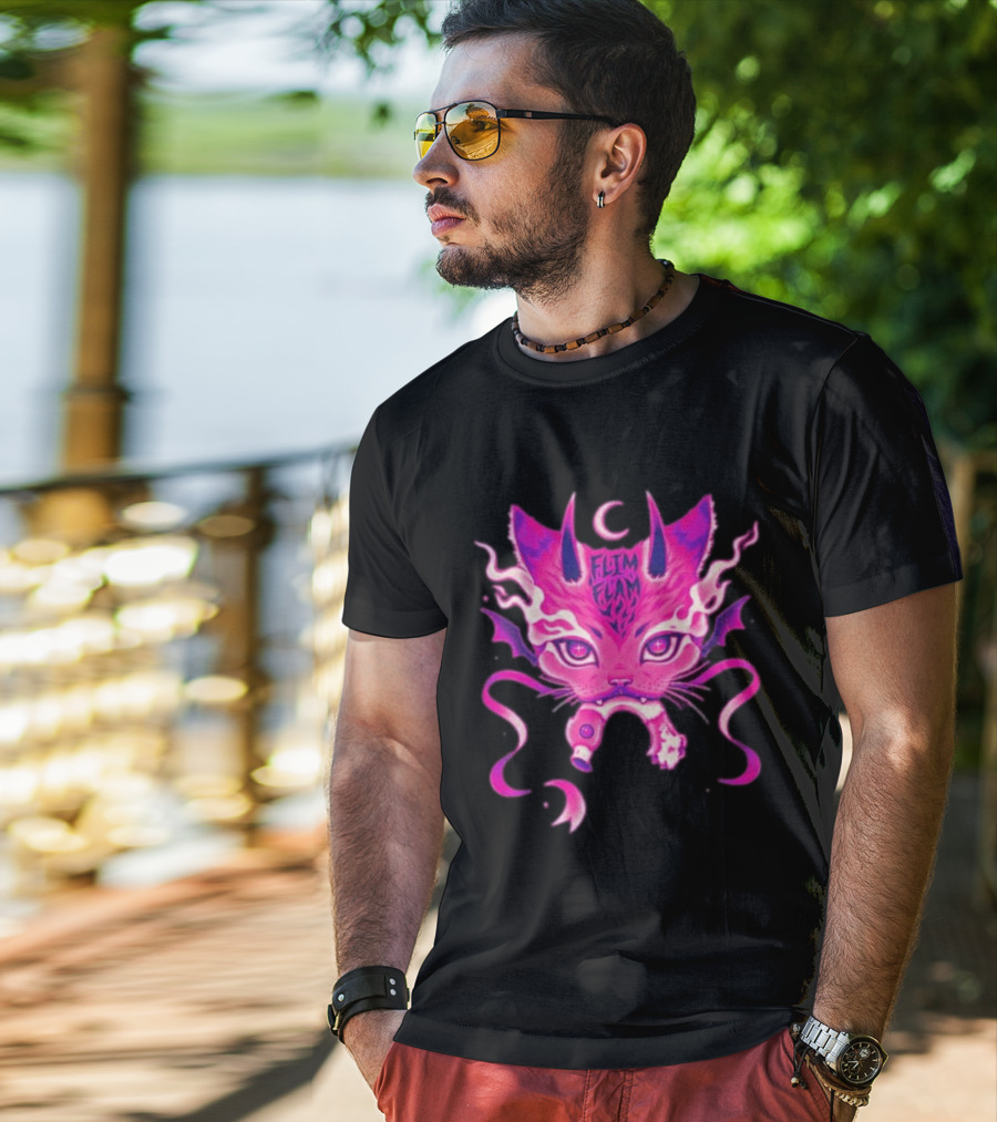 Flim Flam Flamingo DevilCat Fantasy T-Shirt