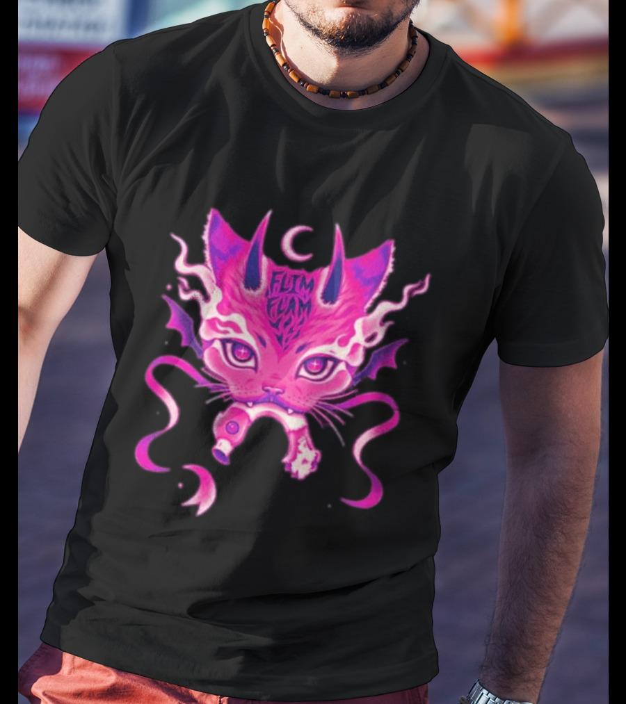 Flim Flam Flamingo DevilCat Fantasy T-Shirt