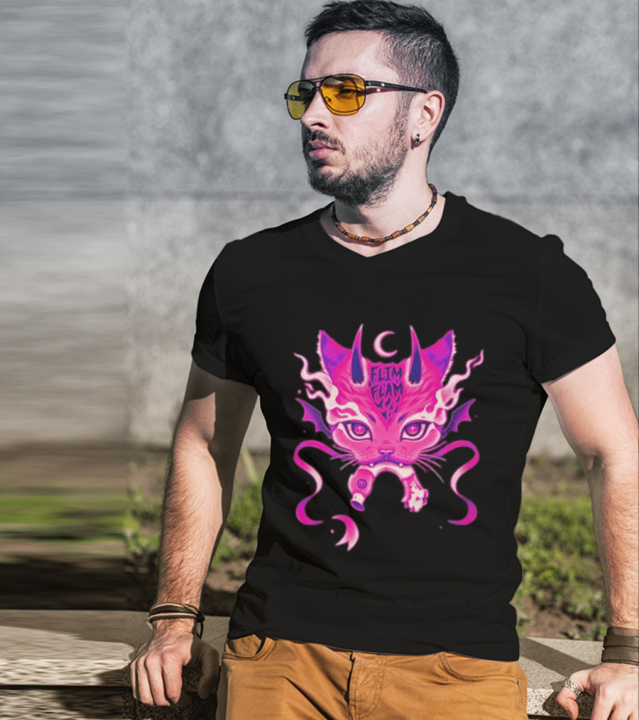 Flim Flam Flamingo DevilCat Fantasy T-Shirt